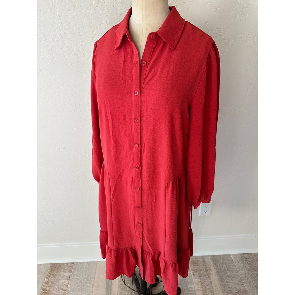 TAHARI x Arthur S Levine Womens Shirt Dress Drop Waist $98 NEW Size 8 Ruffles